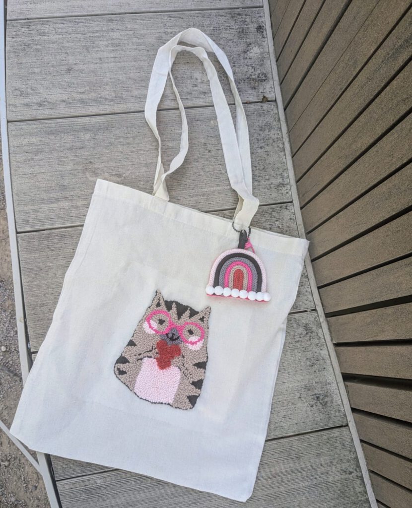 punch needle bolsa tote bag